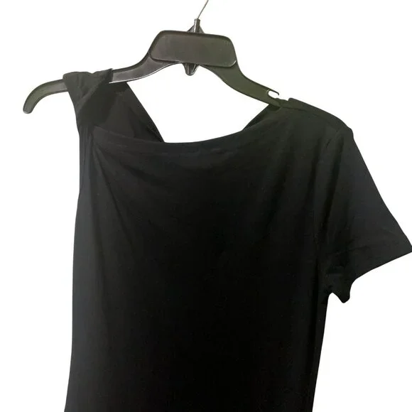 NWT Commense Women's Black Maxi Dress Short Sleeves Size Medium~Stretch Top - Picture 10 of 10